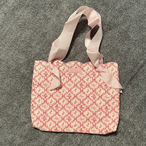 Longaberger Handbags - Longaberger 2009 Horizon of Hope Tote Bag Pink Floral Ribbon Handles 23694